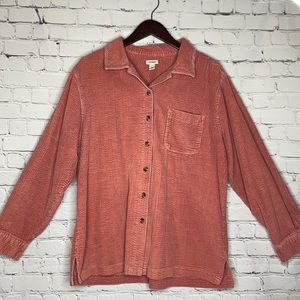 L.L Bean Wide Wale Cord Oversized Button Down Boyfriend Shirt Shacket Large